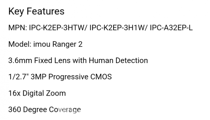 Dahua Imou Ranger 2  3MP  2k